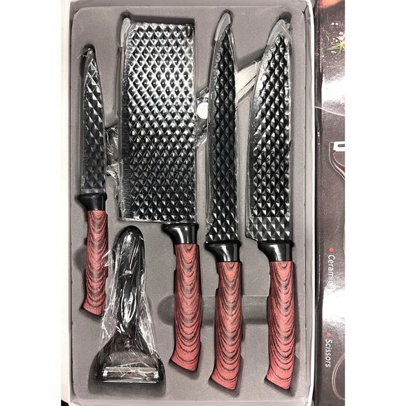 New Concubine Lan 6-Piece Chefs Knife Set With Ceramic Peeler and Pro Scissors - Picture 2 of 4